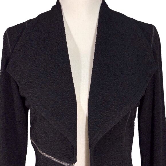 Eva Varro Barcelona Open Jacket Zippers Size Small Black Textured Pebble Knit - Picture 2 of 8